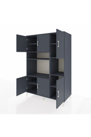 Kronos Dolap 9 Raflı 6 Kapaklı 132x59x195 Antrasit-Antrasit/Antrasit