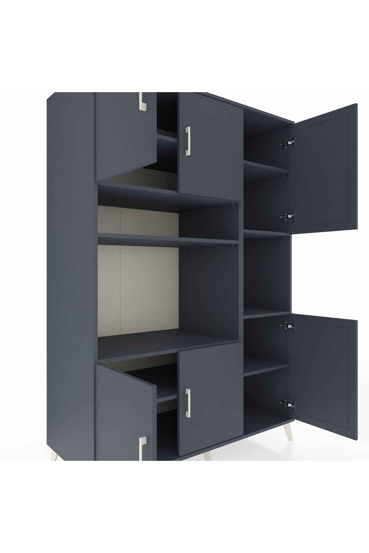 Kronos Dolap 9 Raflı 6 Kapaklı 132x59x195 Antrasit-Antrasit/Antrasit