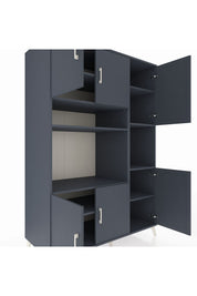 Kronos Dolap 9 Raflı 6 Kapaklı 132x59x195 Antrasit-Antrasit/Antrasit