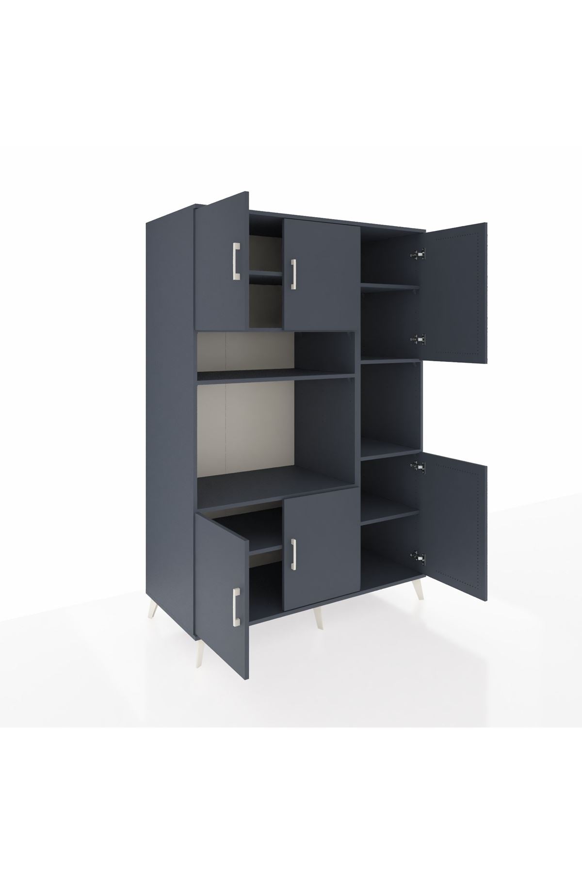 Kronos Dolap 9 Raflı 6 Kapaklı 132x59x195 Antrasit-Antrasit/Antrasit