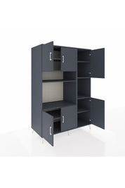 Kronos Dolap 9 Raflı 6 Kapaklı 132x59x195 Antrasit-Antrasit/Antrasit