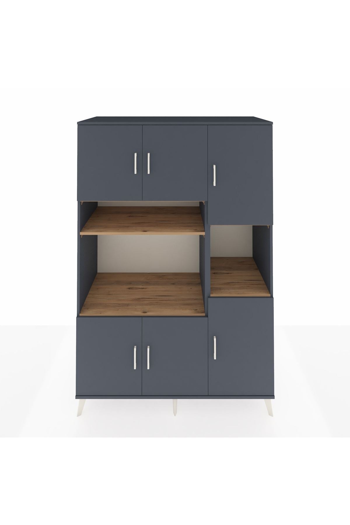 Kronos Dolap 9 Raflı 6 Kapaklı 132x59x195 Antrasit-Antrasit/Çam