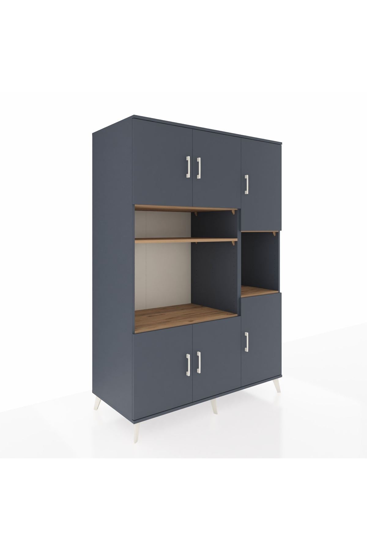 Kronos Dolap 9 Raflı 6 Kapaklı 132x59x195 Antrasit-Antrasit/Çam