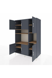 Kronos Dolap 9 Raflı 6 Kapaklı 132x59x195 Antrasit-Antrasit/Çam