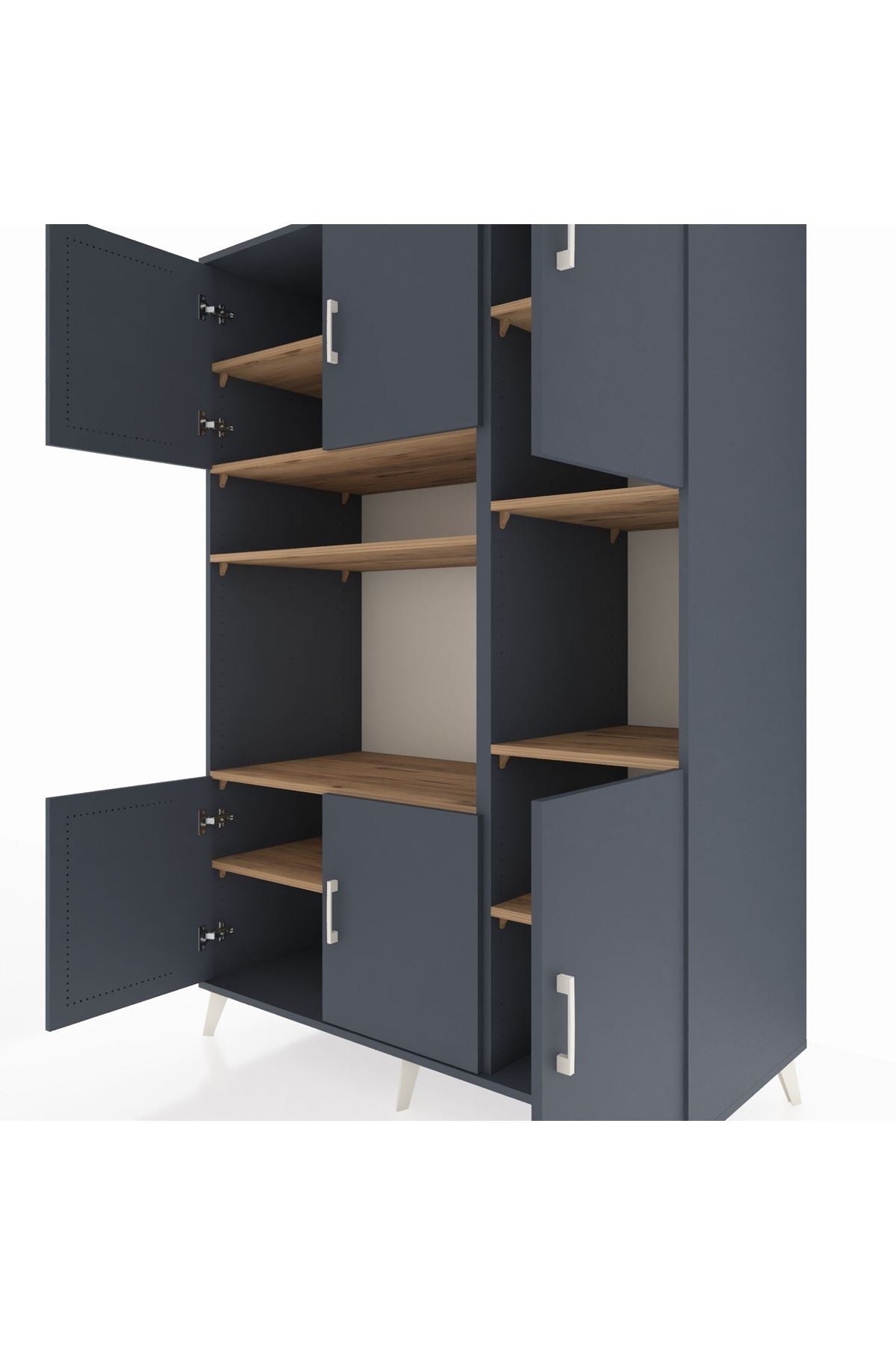 Kronos Dolap 9 Raflı 6 Kapaklı 132x59x195 Antrasit-Antrasit/Çam