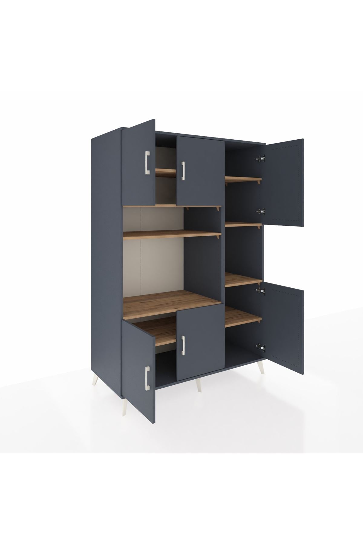 Kronos Dolap 9 Raflı 6 Kapaklı 132x59x195 Antrasit-Antrasit/Çam