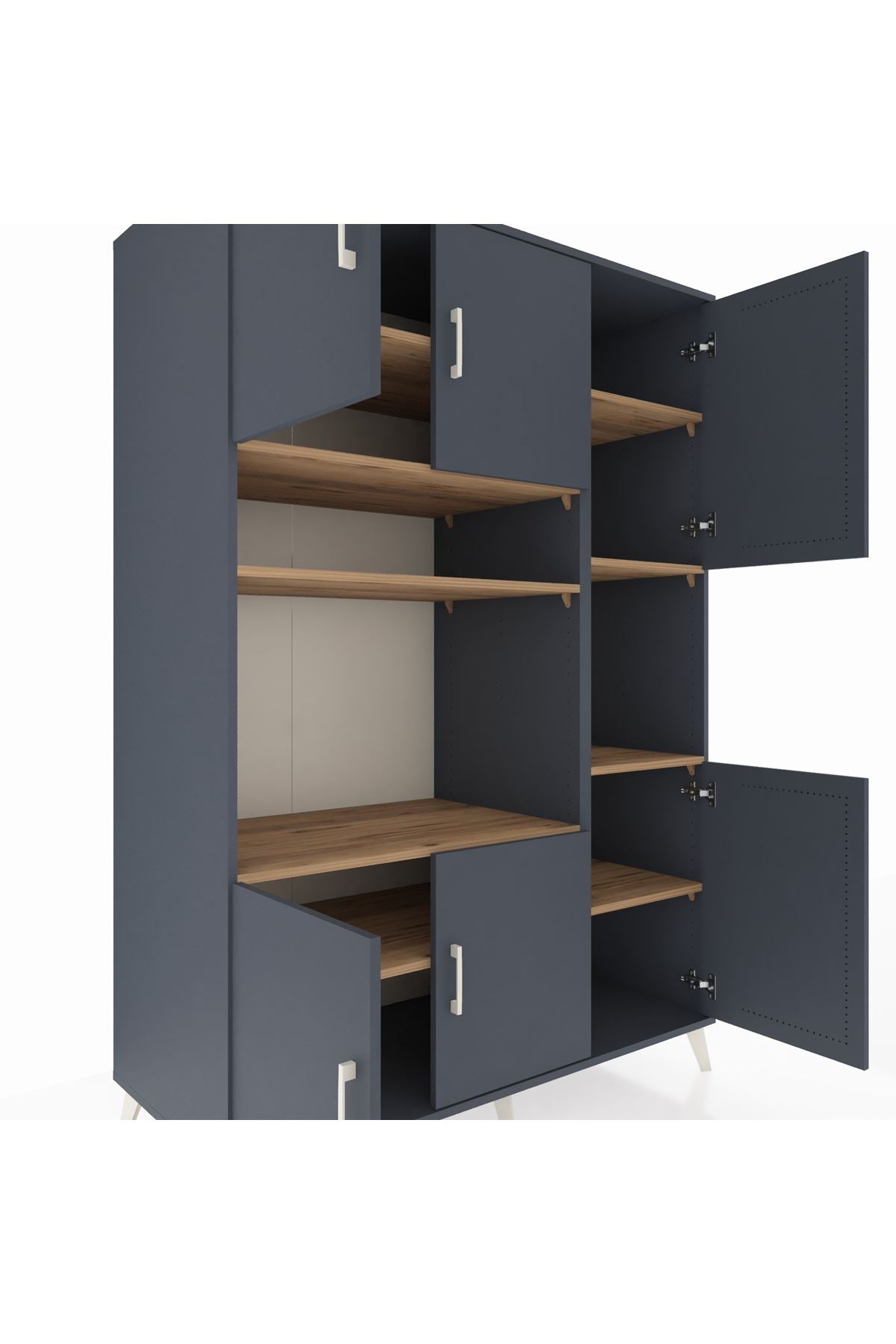 Kronos Dolap 9 Raflı 6 Kapaklı 132x59x195 Antrasit-Antrasit/Çam