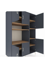 Kronos Dolap 9 Raflı 6 Kapaklı 132x59x195 Antrasit-Antrasit/Çam