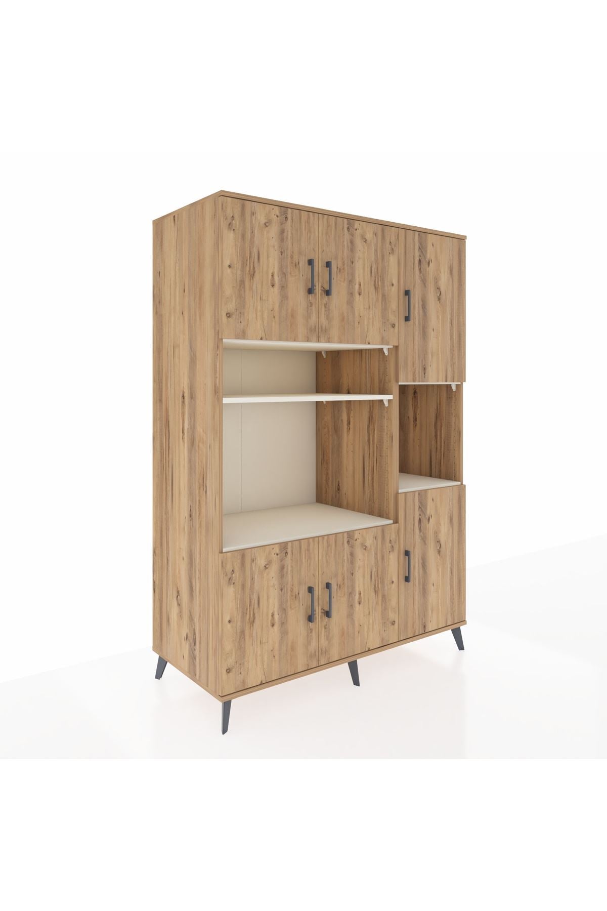 Kronos Dolap 9 Raflı 6 Kapaklı 132x59x195 Çam-Çam/Aytaşı