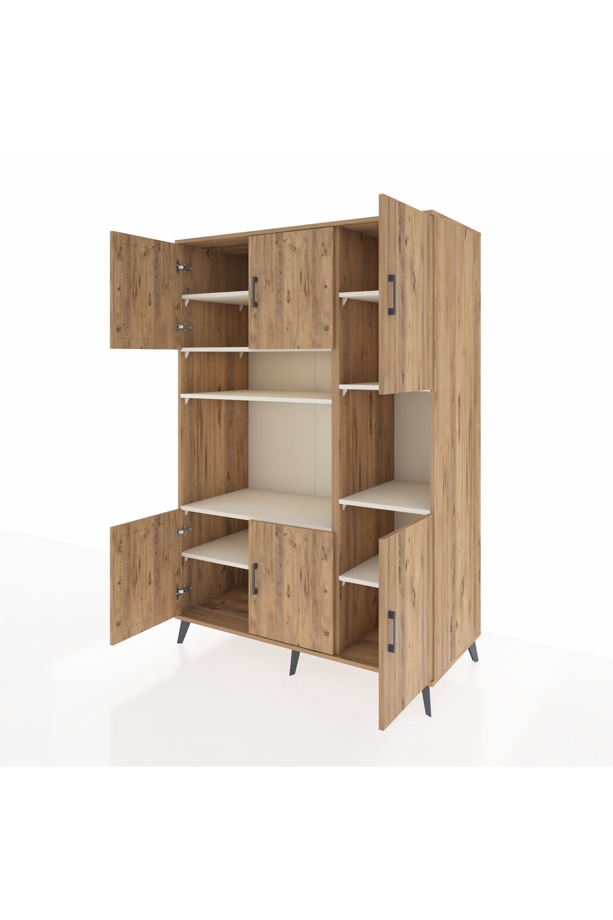 Kronos Dolap 9 Raflı 6 Kapaklı 132x59x195 Çam-Çam/Aytaşı