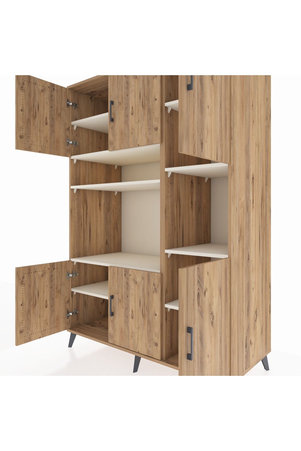 Kronos Dolap 9 Raflı 6 Kapaklı 132x59x195 Çam-Çam/Aytaşı