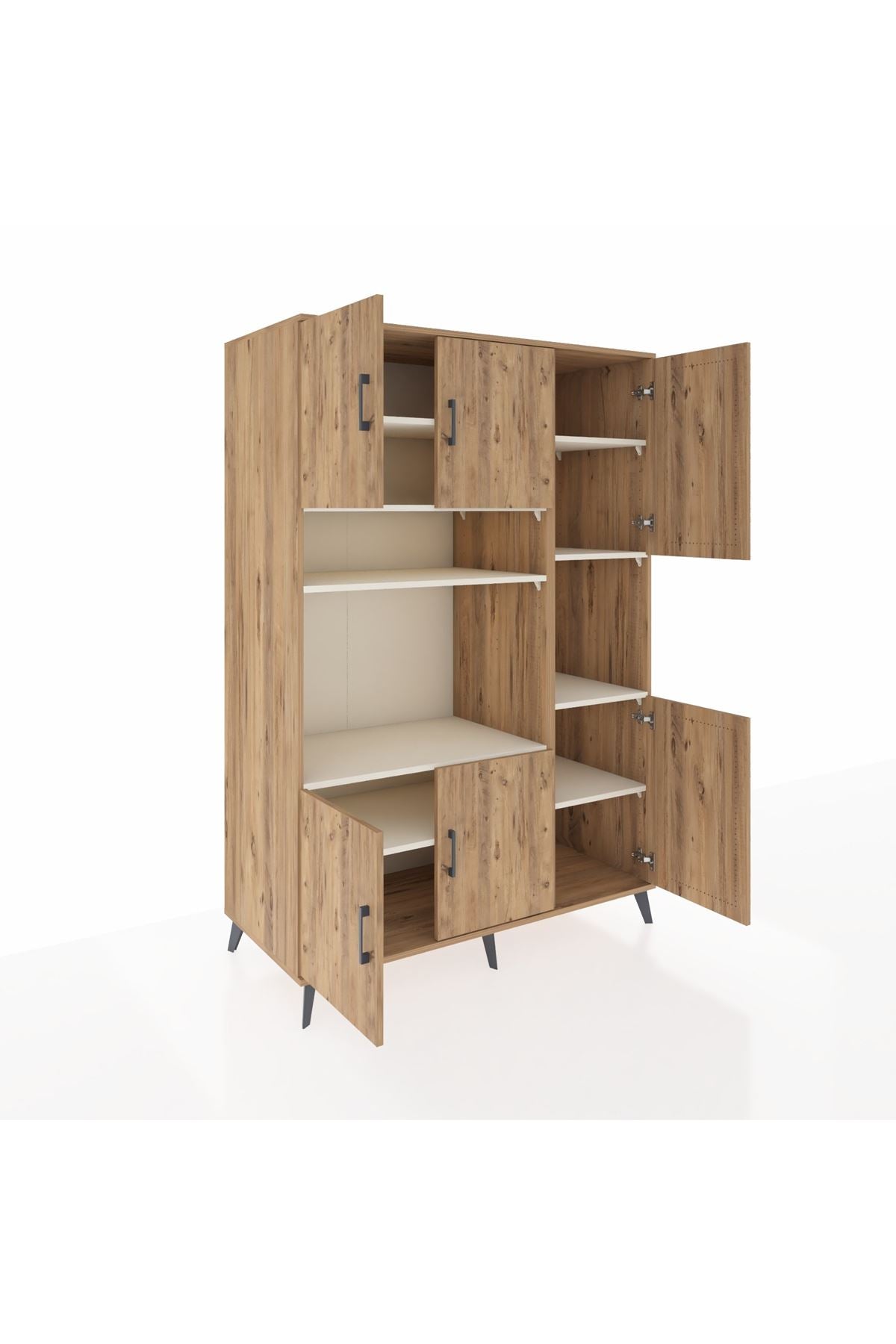 Kronos Dolap 9 Raflı 6 Kapaklı 132x59x195 Çam-Çam/Aytaşı