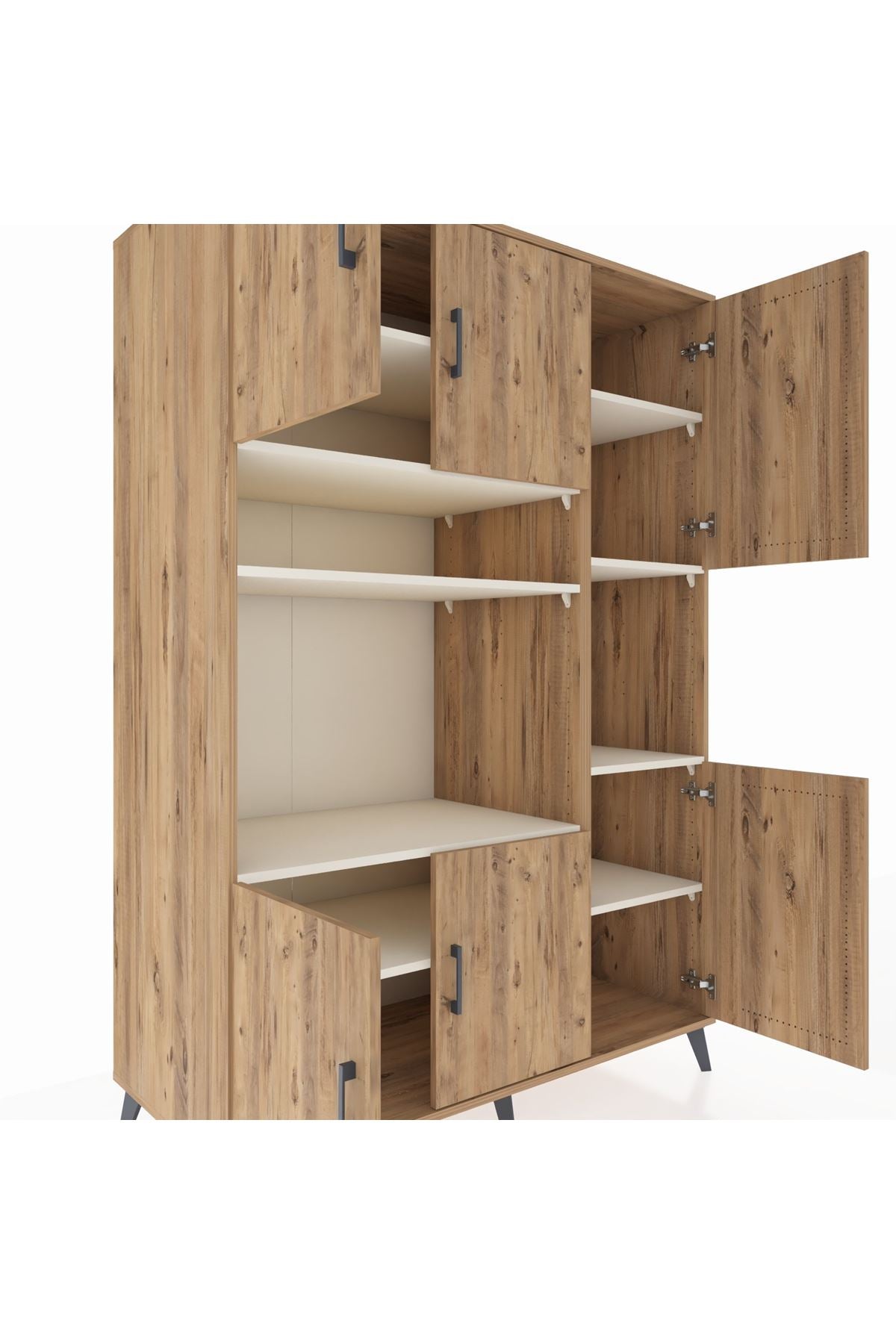 Kronos Dolap 9 Raflı 6 Kapaklı 132x59x195 Çam-Çam/Aytaşı