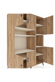 Kronos Dolap 9 Raflı 6 Kapaklı 132x59x195 Çam-Çam/Aytaşı