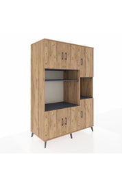 Kronos Dolap 9 Raflı 6 Kapaklı 132x59x195 Çam-Çam/Antrasit