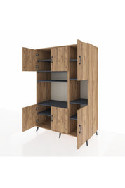 Kronos Dolap 9 Raflı 6 Kapaklı 132x59x195 Çam-Çam/Antrasit