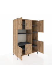 Kronos Dolap 9 Raflı 6 Kapaklı 132x59x195 Çam-Çam/Antrasit