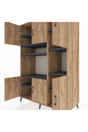 Kronos Dolap 9 Raflı 6 Kapaklı 132x59x195 Çam-Çam/Antrasit