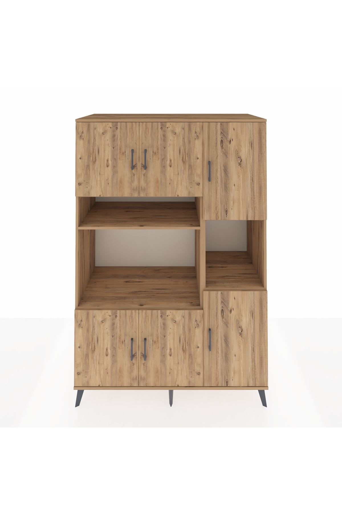 Kronos Dolap 9 Raflı 6 Kapaklı 132x59x195 Çam-Çam/Çam