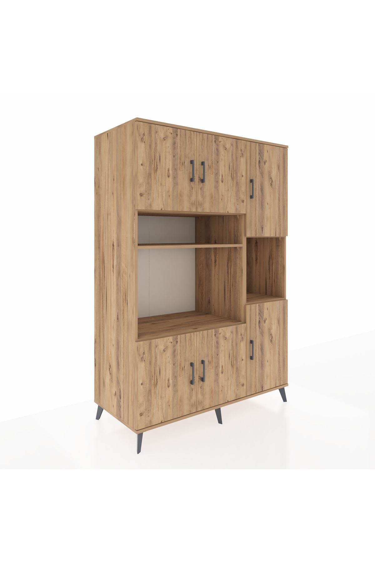 Kronos Dolap 9 Raflı 6 Kapaklı 132x59x195 Çam-Çam/Çam