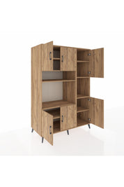 Kronos Dolap 9 Raflı 6 Kapaklı 132x59x195 Çam-Çam/Çam