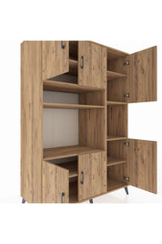 Kronos Dolap 9 Raflı 6 Kapaklı 132x59x195 Çam-Çam/Çam