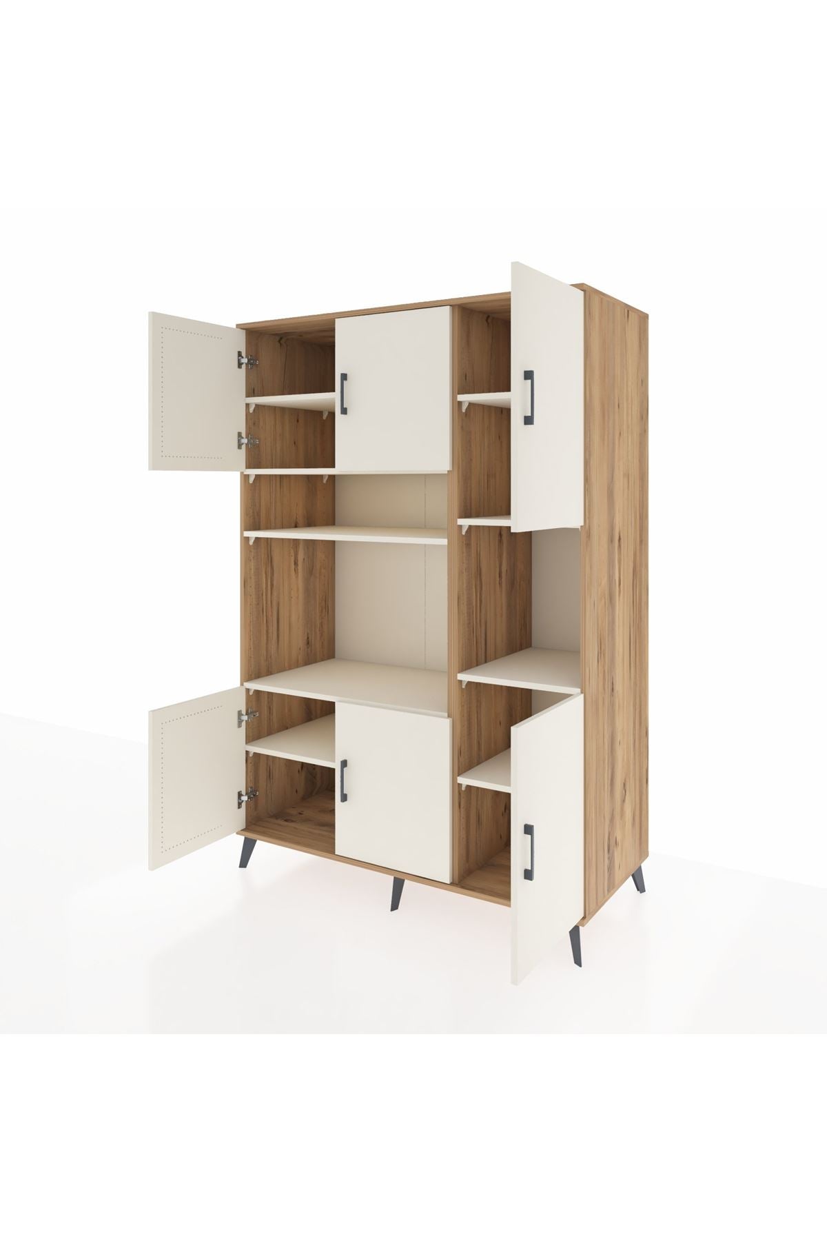 Kronos Dolap 9 Raflı 6 Kapaklı 132x59x195 Çam-Aytaşı/Aytaşı