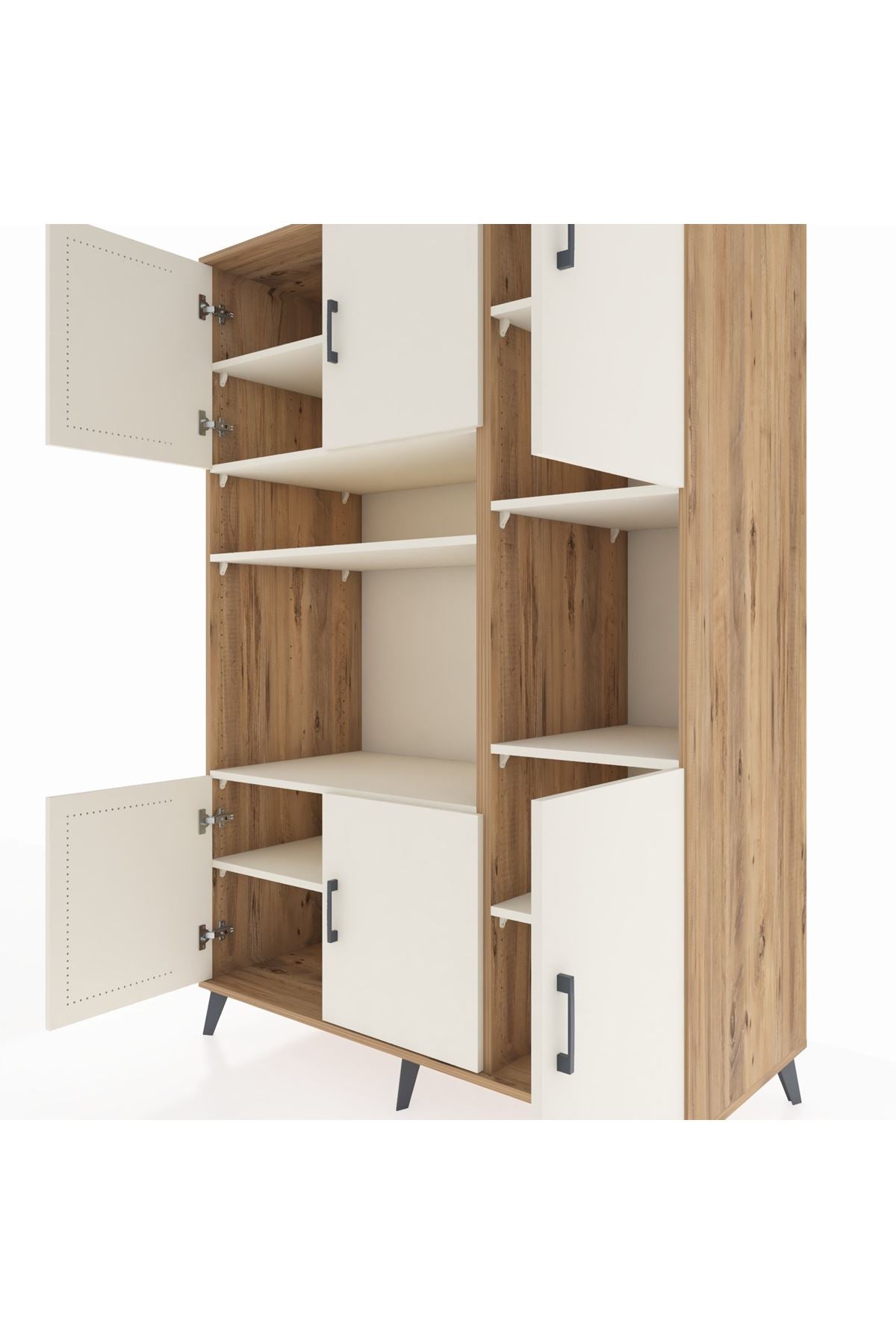 Kronos Dolap 9 Raflı 6 Kapaklı 132x59x195 Çam-Aytaşı/Aytaşı