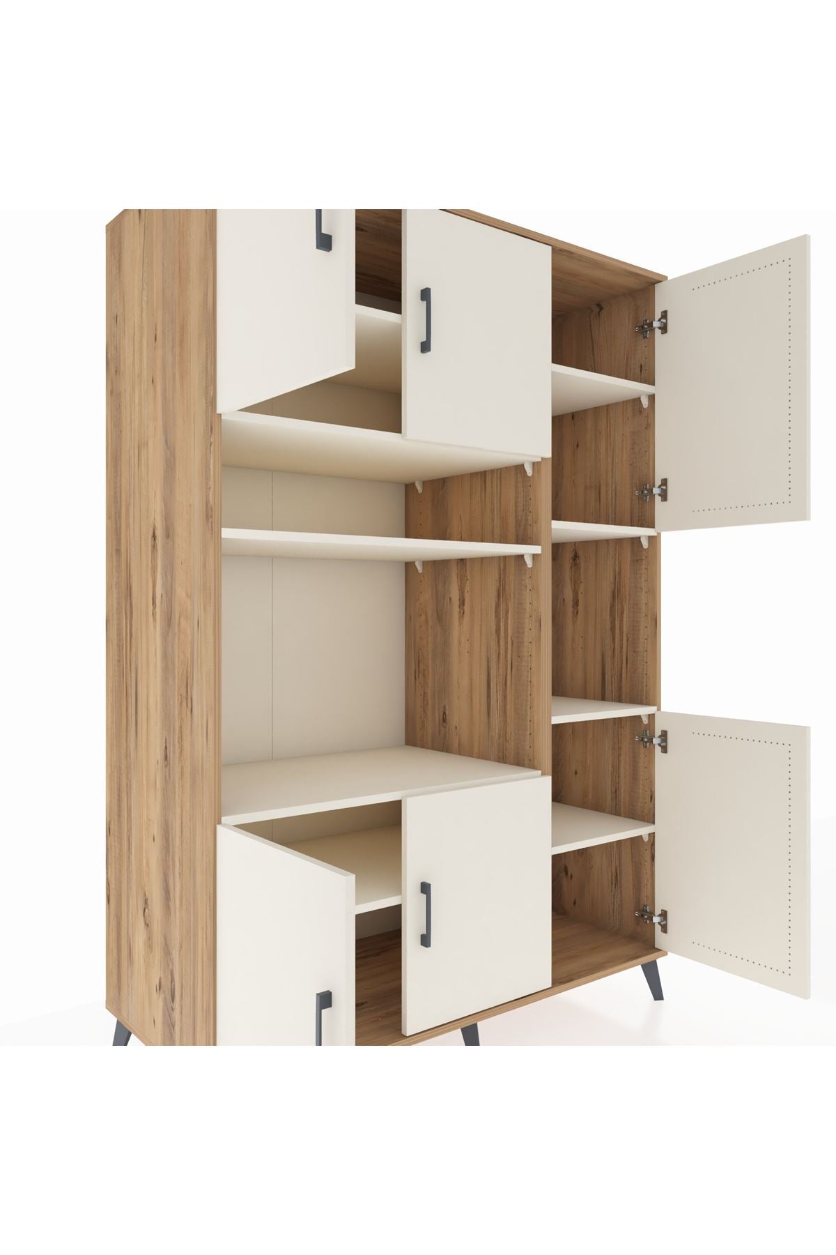 Kronos Dolap 9 Raflı 6 Kapaklı 132x59x195 Çam-Aytaşı/Aytaşı