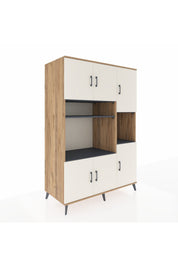 Kronos Dolap 9 Raflı 6 Kapaklı 132x59x195 Çam-Aytaşı/Antrasit