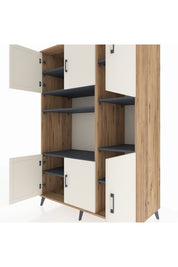 Kronos Dolap 9 Raflı 6 Kapaklı 132x59x195 Çam-Aytaşı/Antrasit