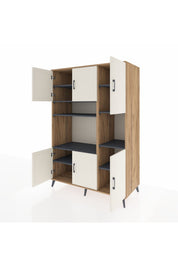 Kronos Dolap 9 Raflı 6 Kapaklı 132x59x195 Çam-Aytaşı/Antrasit