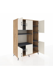 Kronos Dolap 9 Raflı 6 Kapaklı 132x59x195 Çam-Aytaşı/Antrasit