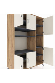 Kronos Dolap 9 Raflı 6 Kapaklı 132x59x195 Çam-Aytaşı/Antrasit