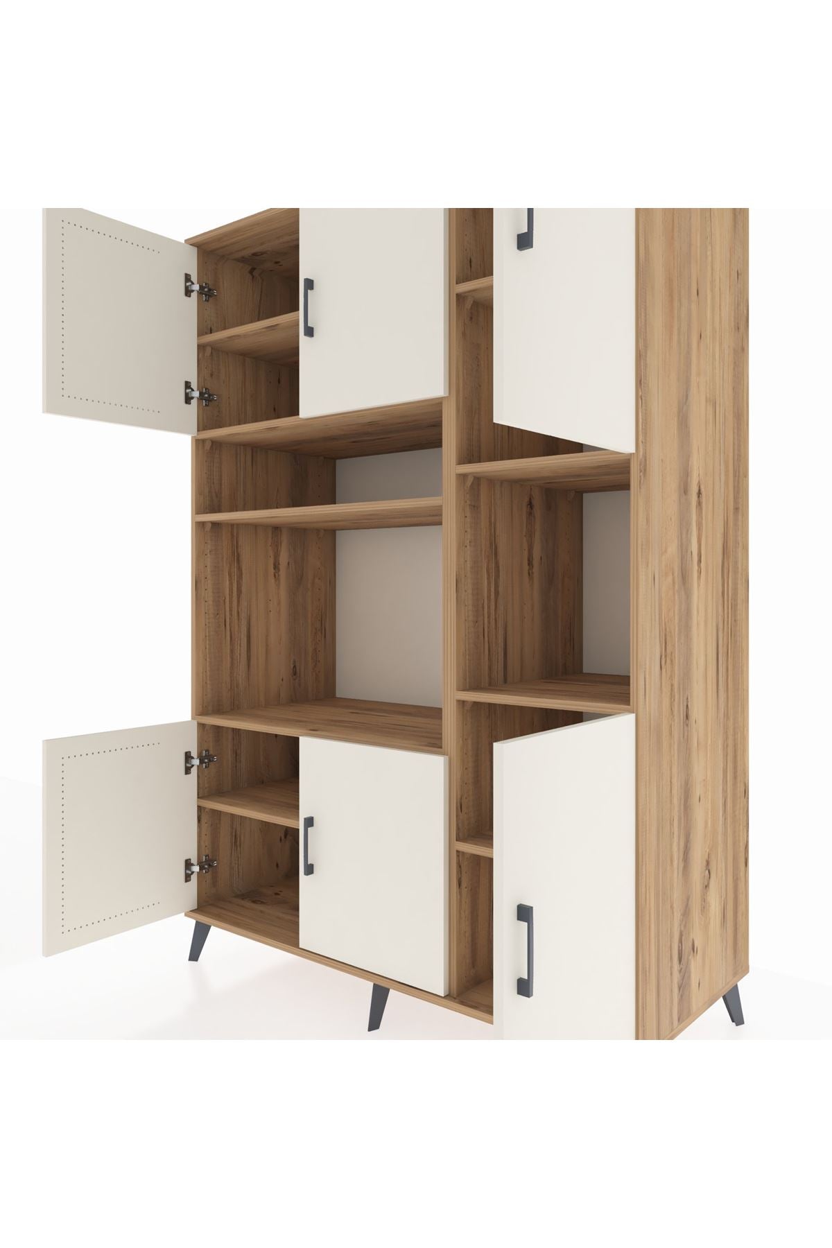 Kronos Dolap 9 Raflı 6 Kapaklı 132x59x195 Çam-Aytaşı/Çam