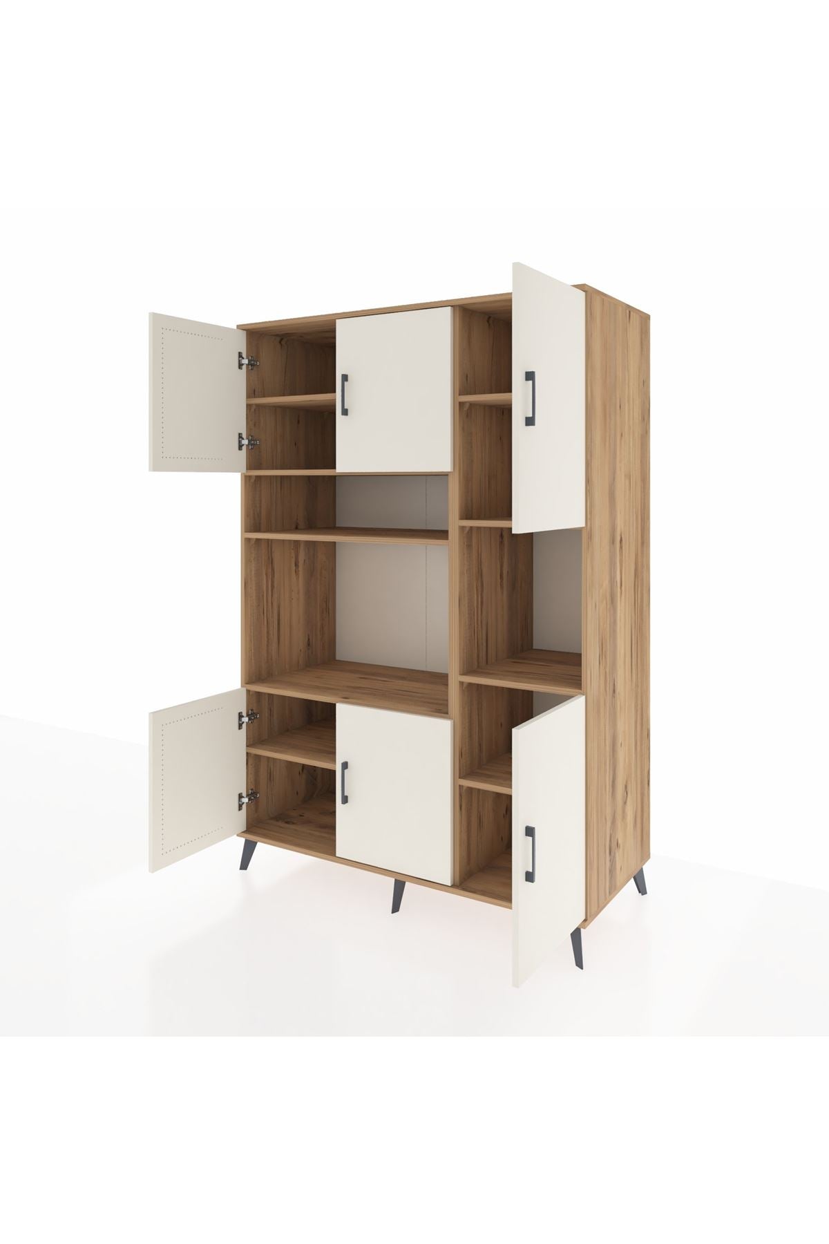 Kronos Dolap 9 Raflı 6 Kapaklı 132x59x195 Çam-Aytaşı/Çam