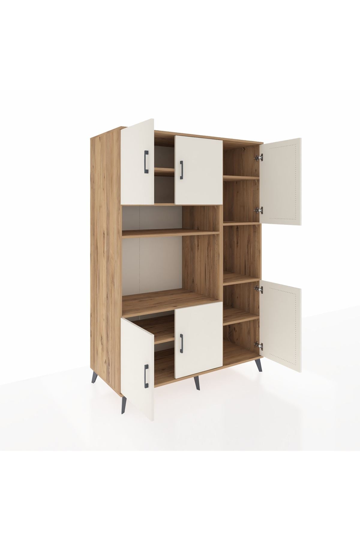 Kronos Dolap 9 Raflı 6 Kapaklı 132x59x195 Çam-Aytaşı/Çam