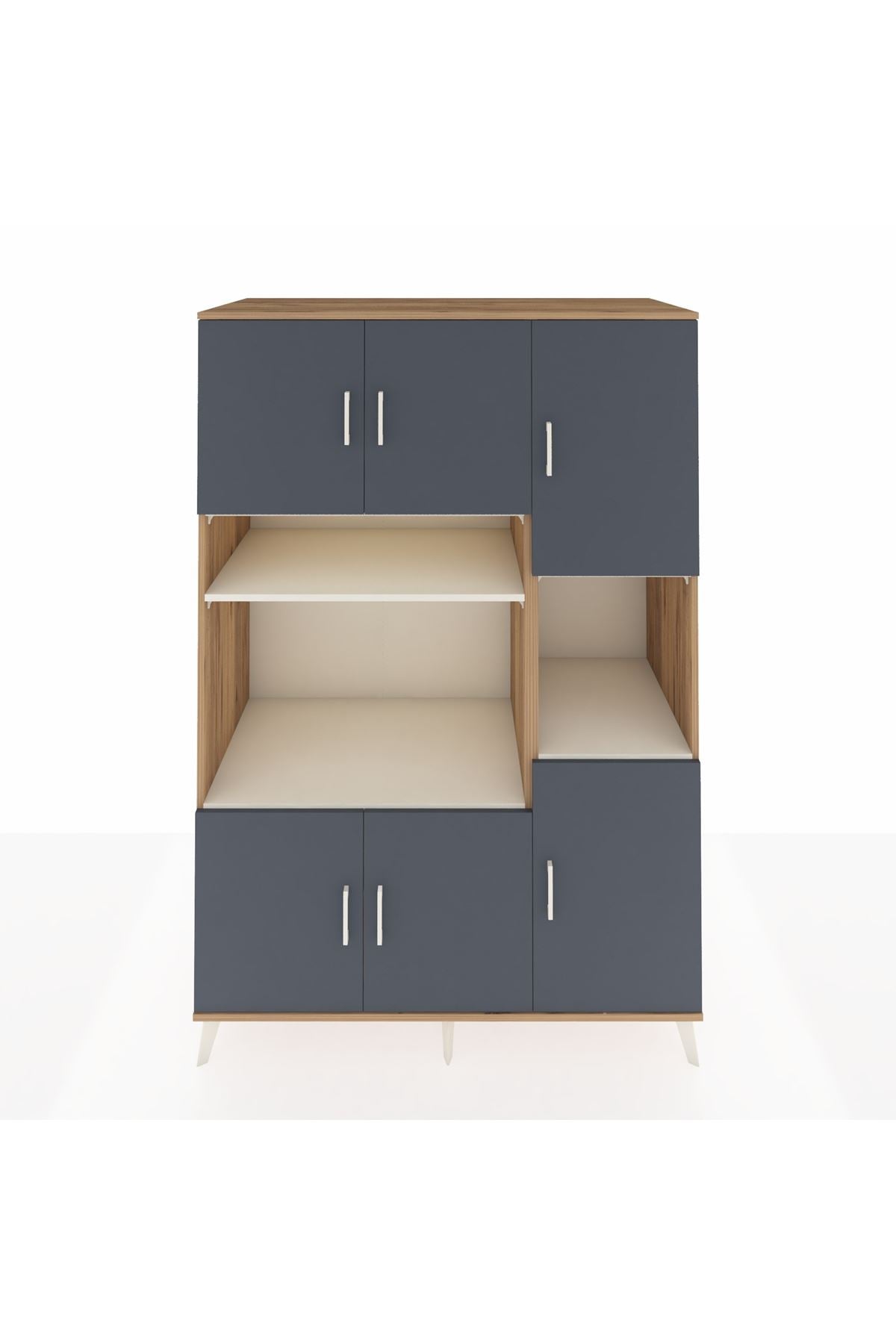 Kronos Dolap 9 Raflı 6 Kapaklı 132x59x195 Çam-Antrasit/Aytaşı