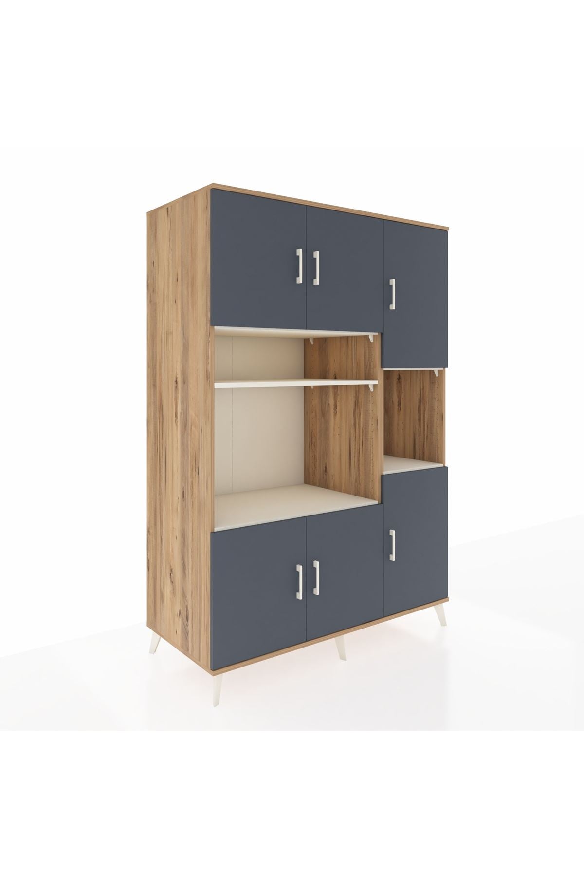 Kronos Dolap 9 Raflı 6 Kapaklı 132x59x195 Çam-Antrasit/Aytaşı