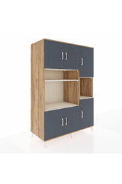 Kronos Dolap 9 Raflı 6 Kapaklı 132x59x195 Çam-Antrasit/Aytaşı