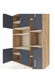 Kronos Dolap 9 Raflı 6 Kapaklı 132x59x195 Çam-Antrasit/Aytaşı