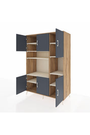 Kronos Dolap 9 Raflı 6 Kapaklı 132x59x195 Çam-Antrasit/Aytaşı