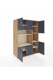 Kronos Dolap 9 Raflı 6 Kapaklı 132x59x195 Çam-Antrasit/Aytaşı