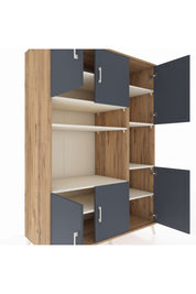 Kronos Dolap 9 Raflı 6 Kapaklı 132x59x195 Çam-Antrasit/Aytaşı