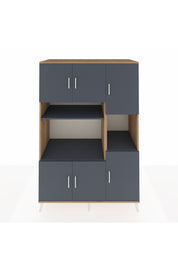 Kronos Dolap 9 Raflı 6 Kapaklı 132x59x195 Çam-Antrasit/Antrasit