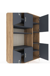 Kronos Dolap 9 Raflı 6 Kapaklı 132x59x195 Çam-Antrasit/Antrasit