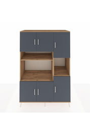 Kronos Dolap 9 Raflı 6 Kapaklı 132x59x195 Çam-Antrasit/Çam