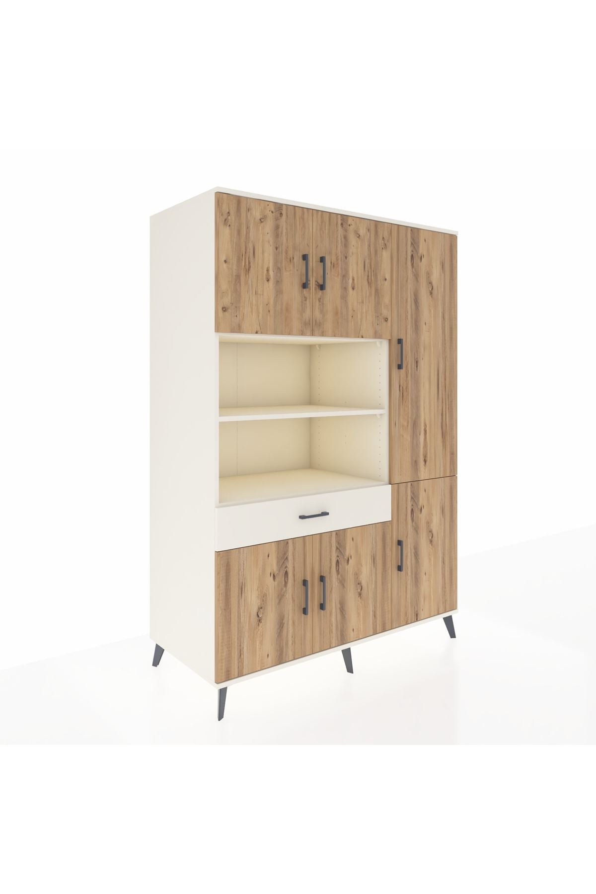 Kronos Dolap 10 Raflı Tek Çekmeceli 6 Kapaklı 132x59x195 Aytaşı-Çam/Aytaşı