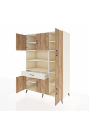 Kronos Dolap 10 Raflı Tek Çekmeceli 6 Kapaklı 132x59x195 Aytaşı-Çam/Aytaşı