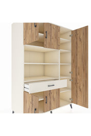 Kronos Dolap 10 Raflı Tek Çekmeceli 6 Kapaklı 132x59x195 Aytaşı-Çam/Aytaşı